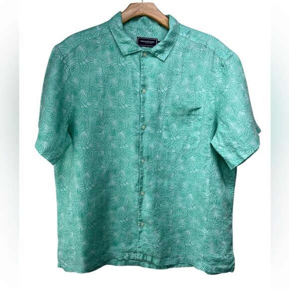 Vineyard Vines Other - Vineyard Vines Green Palm Linen Short Sleeve Button Down Shirt Mens XL